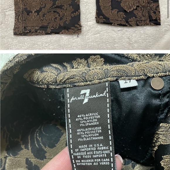 7 For All Mankind black / gold color tapestry skinny pants - Picture 8 of 16